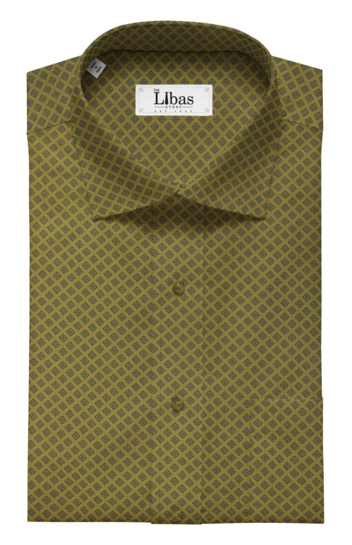 Cadini by Siyaram's Men's Dijon Yellow & Blue 100% Cotton Printed Shirt Fabric (1.60 M)