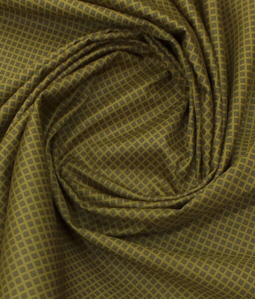 Cadini by Siyaram's Men's Dijon Yellow & Blue 100% Cotton Printed Shirt Fabric (1.60 M)