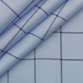 Raymond Dark Navy Blue Checks Trouser Fabric With Exquisite Sky Blue Broad Checks Printed Shirt Fabric (Unstitched)