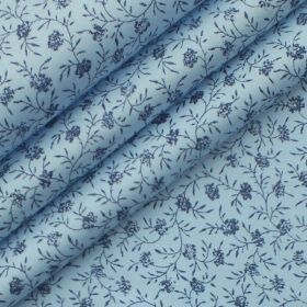 Raymond Dark Blue Checks Trouser Fabric With Exquisite Sky Blue Floral Printed Shirt Fabric (Unstitched)