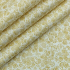 Raymond Beige Structured Trouser Fabric With Exquisite White base Beige Floral Print Shirt Fabric (Unstitched)