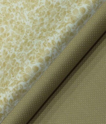 Raymond Beige Structured Trouser Fabric With Exquisite White base Beige Floral Print Shirt Fabric (Unstitched)