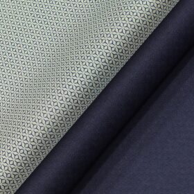 Raymond Dark Royal Blue Structured Trouser Fabric With Exquisite White base Blue Printed Shirt Fabric (Unstitched)