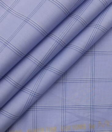 Raymond Dark Royal Blue Structured Trouser Fabric With Monza SkyBlue Broad Checks Shirt Fabric (Unstitched)
