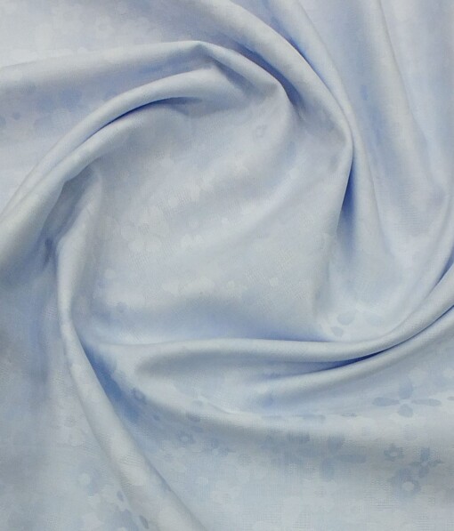 Raymond Dark Blue Checks Trouser Fabric With Nemesis Sky Blue Floral Jacquard Shirt Fabric (Unstitched)