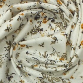 Exquisite Men's 50% Cotton + 50% Linen Off-White Floral Printed Shirt Fabric (1.60 M)