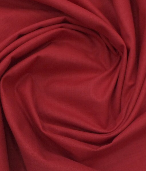 Exquisite Men's Blood Red 100% Cotton Chambray Weave Solid Shirt Fabric (1.60 M)