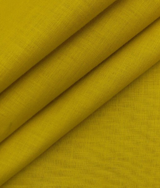 Exquisite Men's Medallion Yellow 100% Cotton Chambray Weave Solid Shirt Fabric (1.60 M)
