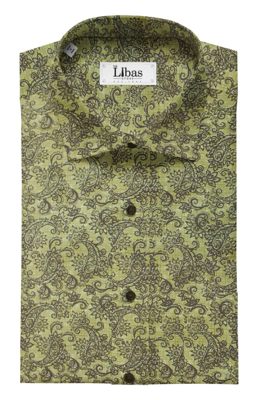 J.Hampstead by Siyaram's Men's Medium Brown 100% Cotton Damask Print Shirt Fabric (1.60 M)
