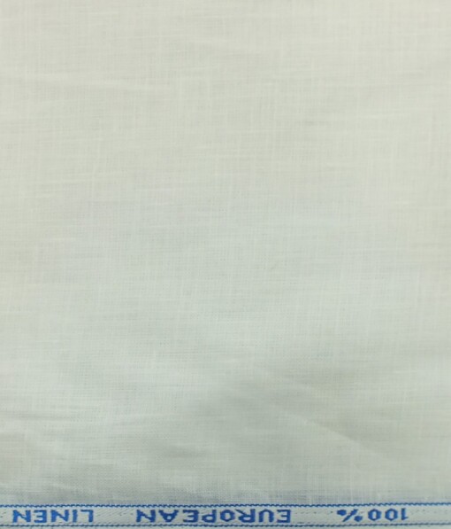 J.hampstead by Siyaram's White 100% Super Fine Pure Linen 60 LEA Self Design Shirt Fabric (1.60 M)