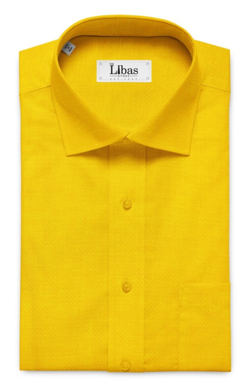 J.hampstead by Siyaram's BumbleBEE Yellow 100% Pure Linen 60 LEA Jacquard Structure Shirt Fabric (1.60 M)