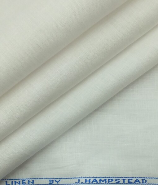 J.hampstead by Siyaram's White 100% Super Fine Pure Linen 80 LEA Self Design Shirt Fabric (1.60 M)