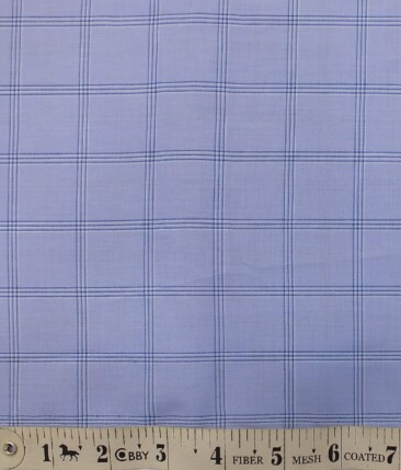 Monza Men's Light Blue 100% Superfine Cotton Broad Checks Shirt Fabric (1.60 M)