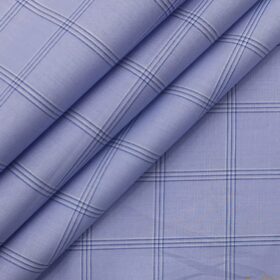 Monza Men's Light Blue 100% Superfine Cotton Broad Checks Shirt Fabric (1.60 M)