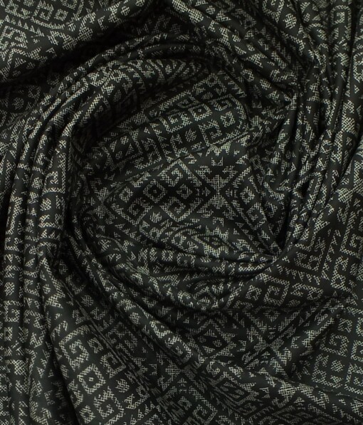 Moretii by Siyaram's Men's Black 100% Fine Cotton Brown Printed Shirt Fabric (1.60 M)