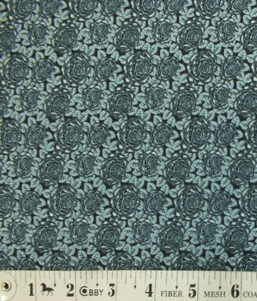 Nemesis Men's Dark Sea Green 100% Egyptian Giza Cotton Floral Printed Shirt Fabric (1.60 M)