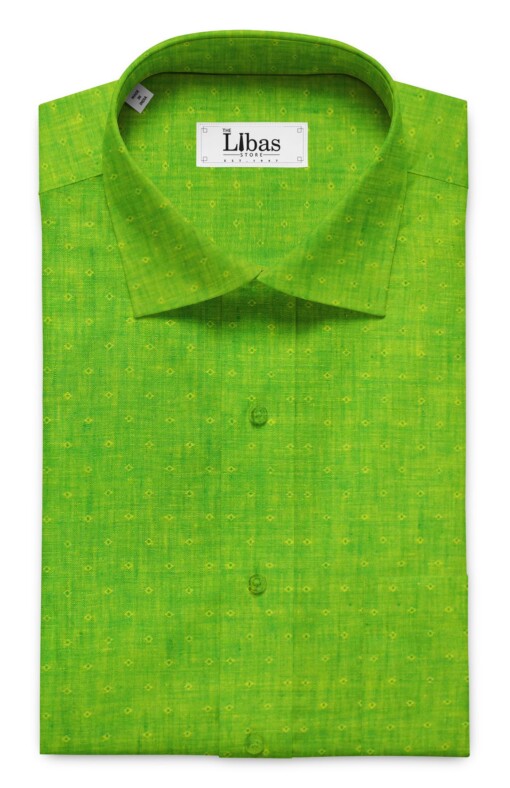 Nemesis Bright Green 100% Superfine Irish Linen 60 LEA Dobby Shirt Fabric (1.60 M)
