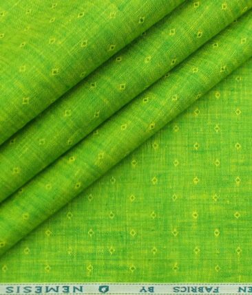 Nemesis Bright Green 100% Superfine Irish Linen 60 LEA Dobby Shirt Fabric (1.60 M)