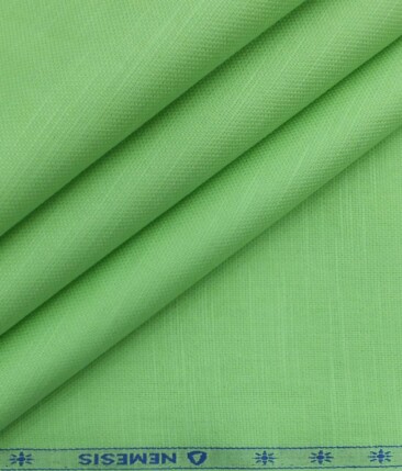 Nemesis Men's Green 100% Cotton Chambray Weave Structured Shirt Fabric (1.60 M)