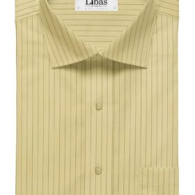 Soktas Men's Canary Yellow 100% Supima 70's Cotton Brown Striped Shirt Fabric (1.60 M)