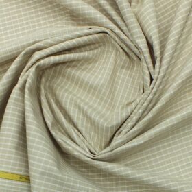Soktas Men's Beige 100% Giza Cotton White Checks Shirt Fabric (1.60 M)