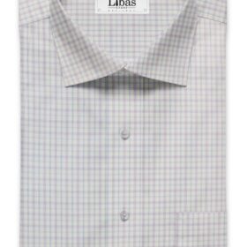 Soktas Men's White 100% Giza Cotton Purple & Blue Checks Shirt Fabric (1.60 M)