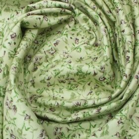 Solino Men's Light Yellow 100% Super Fine Premium Cotton Green & Purple Floral Print Shirt Fabric (1.60 M)