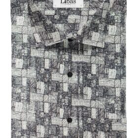 Solino Men's White 100% Super Fine Premium Cotton Black Print Shirt Fabric (1.60 M)