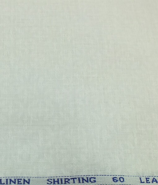 Solino White 100% Pure Linen 60 LEA Jacquard Weave Shirt Fabric (1.60 M)