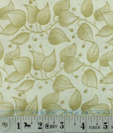 Linen Club Cream 65% Linen 35% Cotton Beige Floral Print Shirt Fabric (1.60 M)