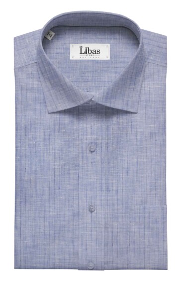 Linen Club Blue 100% Pure Linen 80 LEA Self Stripes Shirt Fabric (1.60 M)