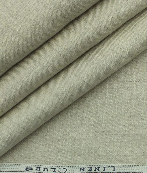 Linen Club Beige 100% Pure Linen Self Design Trouser Fabric (1.30 M)