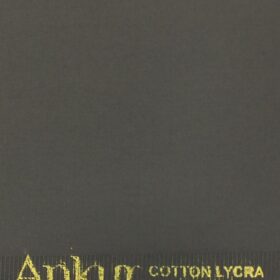 Ankur by Arvind Ash Grey Solid Cotton Lycra Stretchable Trouser Fabric (Unstitched - 1.40 Mtr)