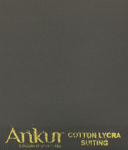 Ankur by Arvind Ash Grey Solid Cotton Lycra Stretchable Trouser Fabric (Unstitched - 1.40 Mtr)