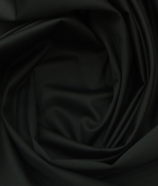 Ankur by Arvind Jet Black Solid Cotton Lycra Stretchable Trouser Fabric (Unstitched - 1.40 Mtr)
