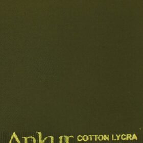 Ankur by Arvind Dark Greenish Brown Solid Cotton Lycra Stretchable Trouser Fabric (Unstitched - 1.40 Mtr)