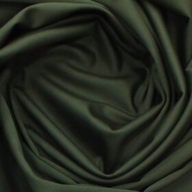 Ankur by Arvind Olive Green Solid Cotton Lycra Stretchable Trouser Fabric (Unstitched - 1.40 Mtr)