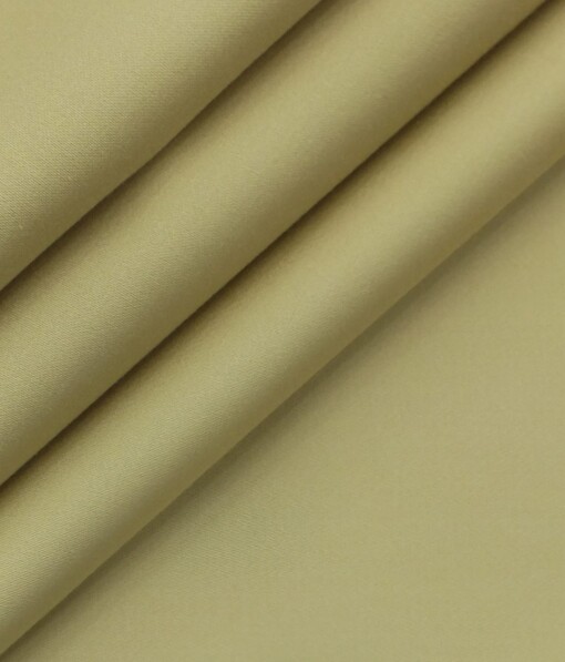 Ankur by Arvind Egg Nog Beige Solid Cotton Lycra Stretchable Trouser Fabric (Unstitched - 1.40 Mtr)