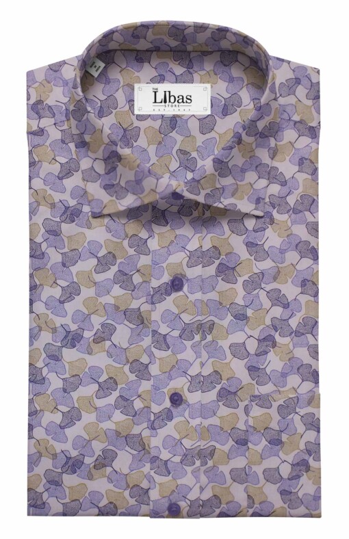 Bombay Rayon Men's Light Purple 100% Cotton Floral Printed Shirt Fabric (1.60 M)