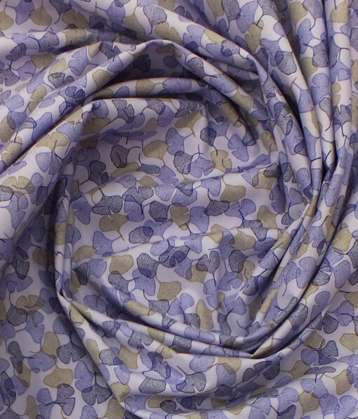Bombay Rayon Men's Light Purple 100% Cotton Floral Printed Shirt Fabric (1.60 M)