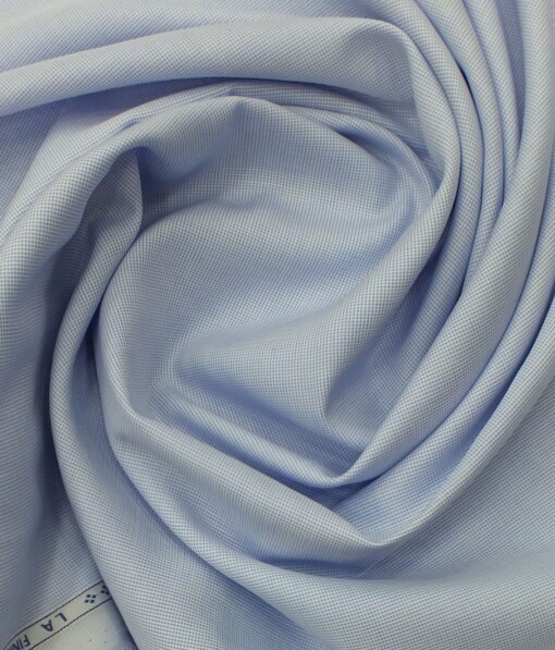 Bombay Rayon Men's Sky Blue 100% Premium Cotton Structured Satin Weave Shirt Fabric (1.60 M)