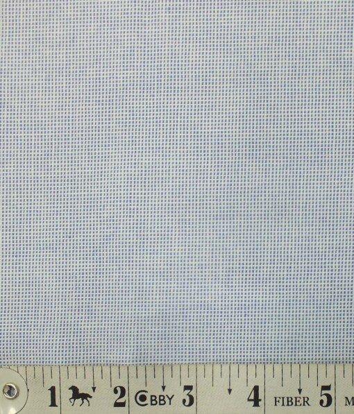 Bombay Rayon Men's 100% Cotton White & Blue Structured Shirt Fabric (1.60 M)