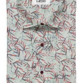 Bombay Rayon Men's White 50% Linen 50% Cotton Red Floral Print Shirt Fabric (1.60 M)