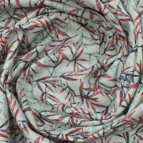 Bombay Rayon Men's White 50% Linen 50% Cotton Red Floral Print Shirt Fabric (1.60 M)