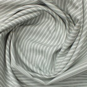 Bombay Rayon Men's White 100% Premium Cotton Black Stripes Shirt Fabric (1.60 M)