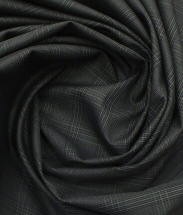 Cadini by Siyaram's Dark Grey Checks 100% Supima Cotton Trouser Fabric (Unstitched - 1.30 Mtr)