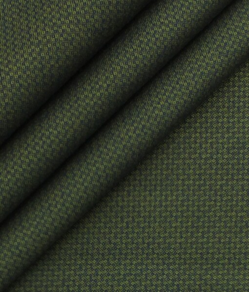 Don & Julio (D&J) Dark Olive Green Structured Terry Rayon Three Piece Suit Fabric (Unstitched - 3.75 Mtr)