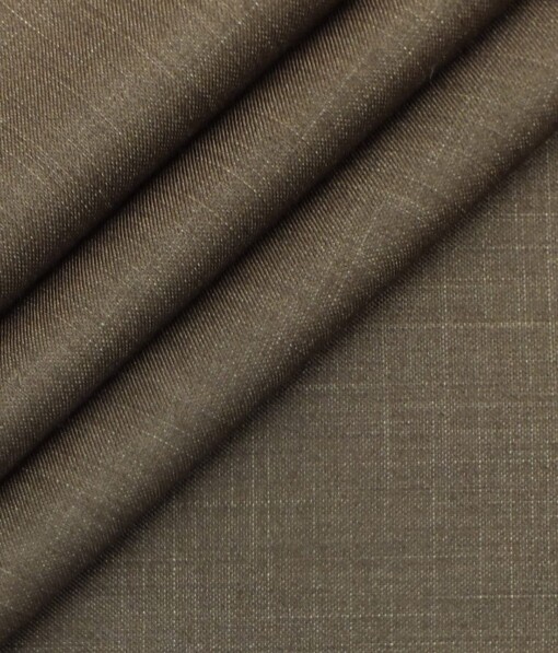 Don & Julio (D&J) Coffee Brown Self Design Terry Rayon Three Piece Suit Fabric (Unstitched - 3.75 Mtr)