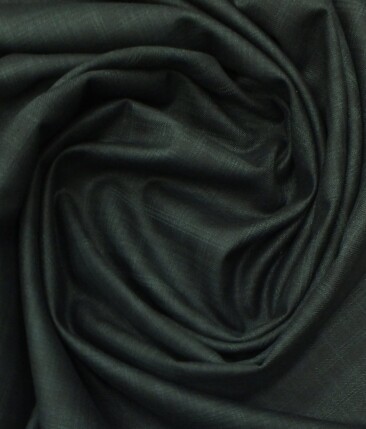 Don & Julio (D&J) Dark Green Self Checks Terry Rayon Three Piece Suit Fabric (Unstitched - 3.75 Mtr)
