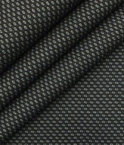 Don & Julio (D&J) Black & Grey Dobby Structured Terry Rayon Three Piece Suit Fabric (Unstitched - 3.75 Mtr)